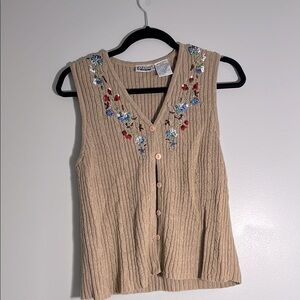 Vintage embroidered sleeveless cardigan